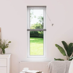 vidaXL Logu žalūzija ar aizkariem Sudraba Alumīnijs