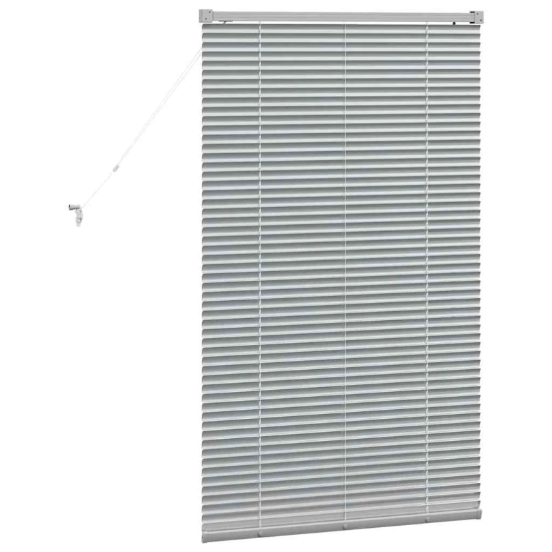 vidaXL Logu žalūzija ar aizkariem Sudraba Alumīnijs