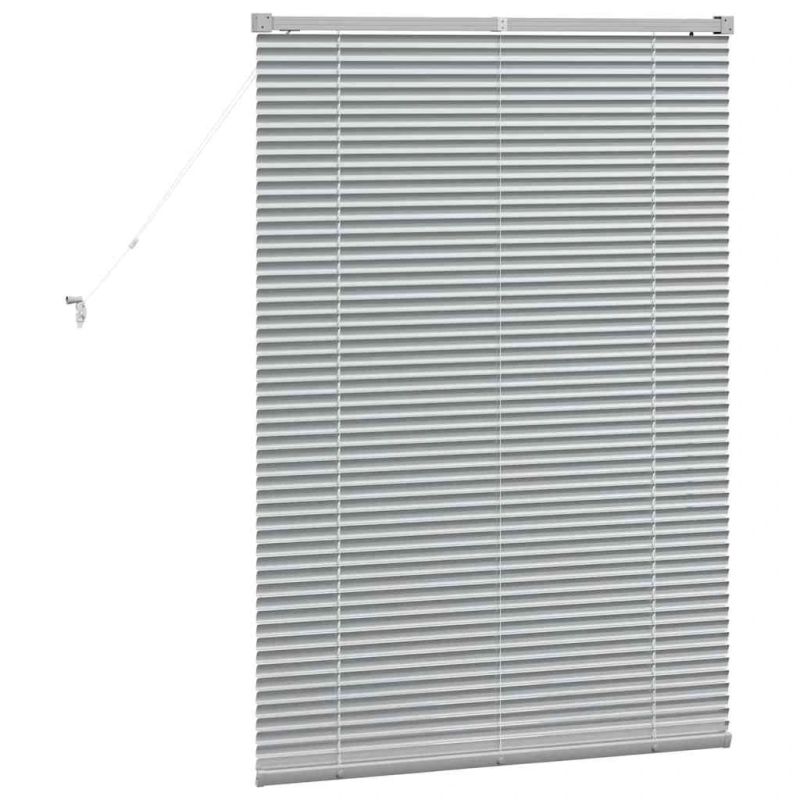 vidaXL Logu žalūzija ar aizkariem Sudraba Alumīnijs