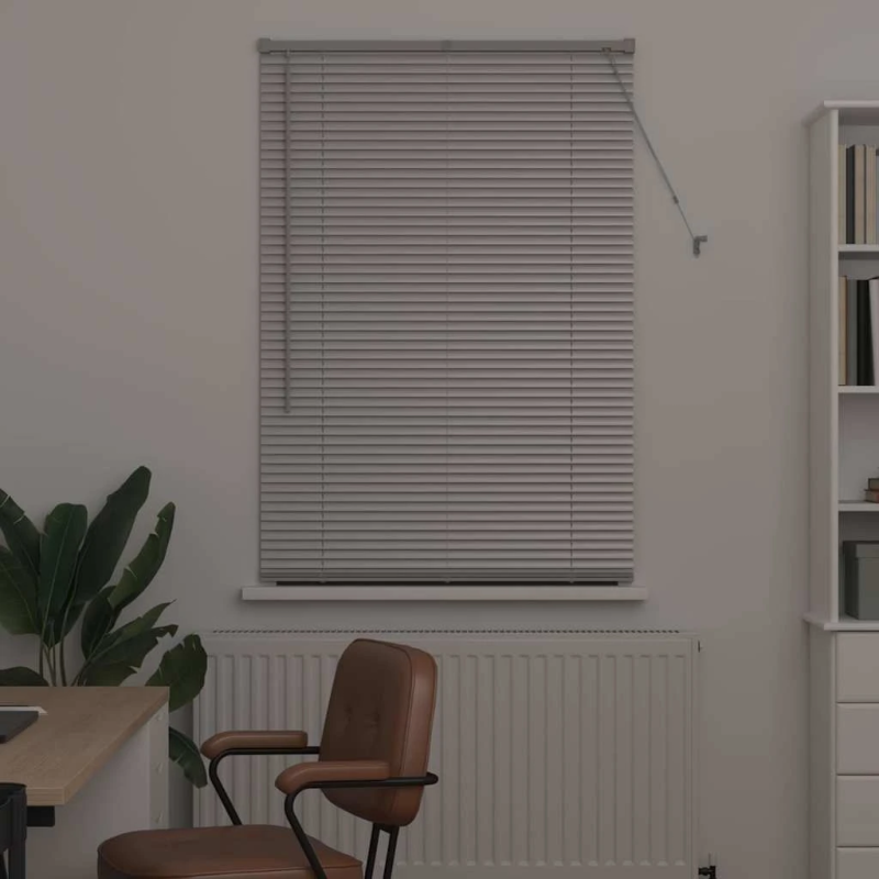 vidaXL Logu žalūzija ar aizkariem Sudraba Alumīnijs