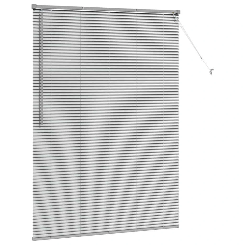 vidaXL Logu žalūzija ar aizkariem Sudraba Alumīnijs
