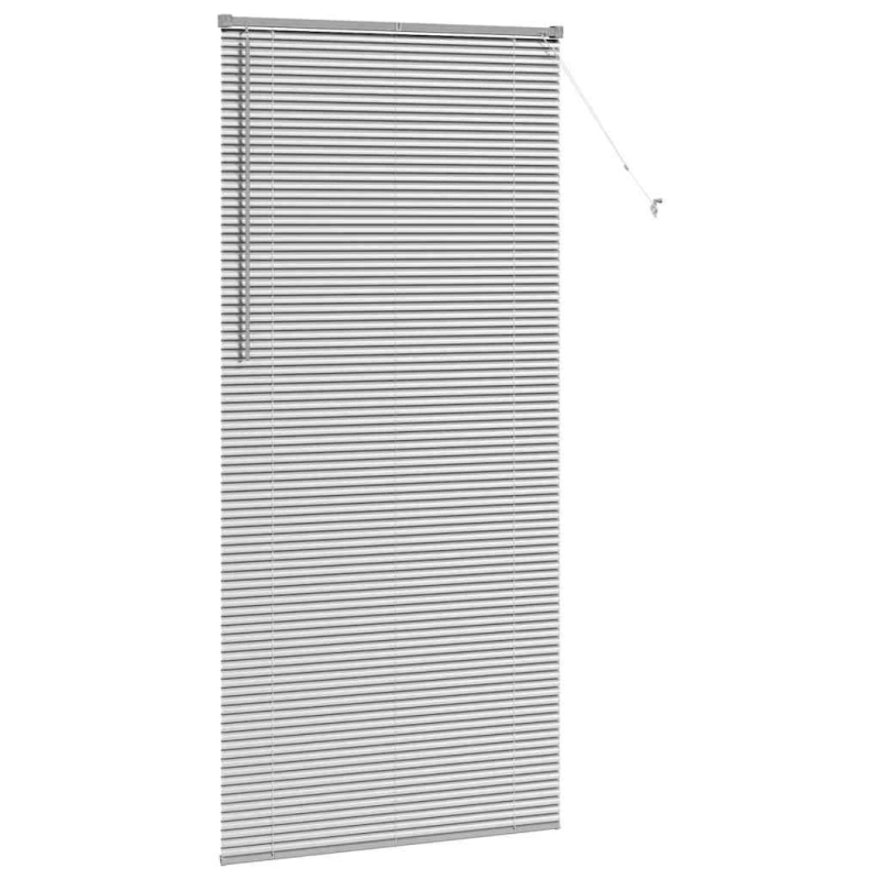 vidaXL Logu žalūzija ar aizkariem Sudraba Alumīnijs