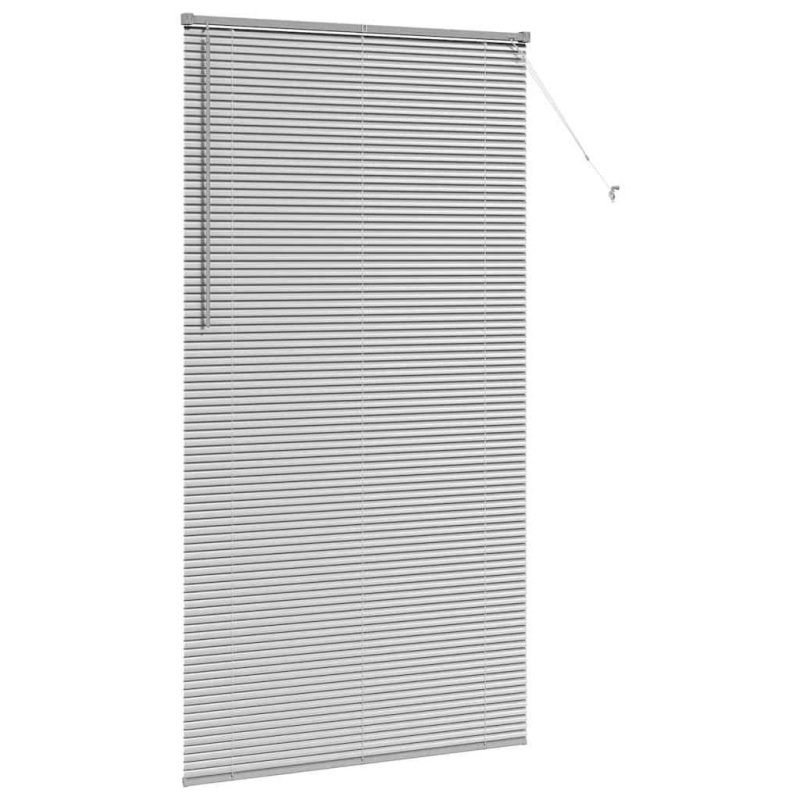 vidaXL Logu žalūzija ar aizkariem Sudraba Alumīnijs