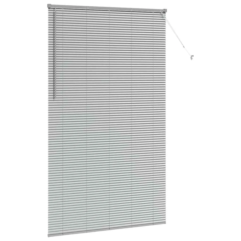 vidaXL Logu žalūzija ar aizkariem Sudraba Alumīnijs
