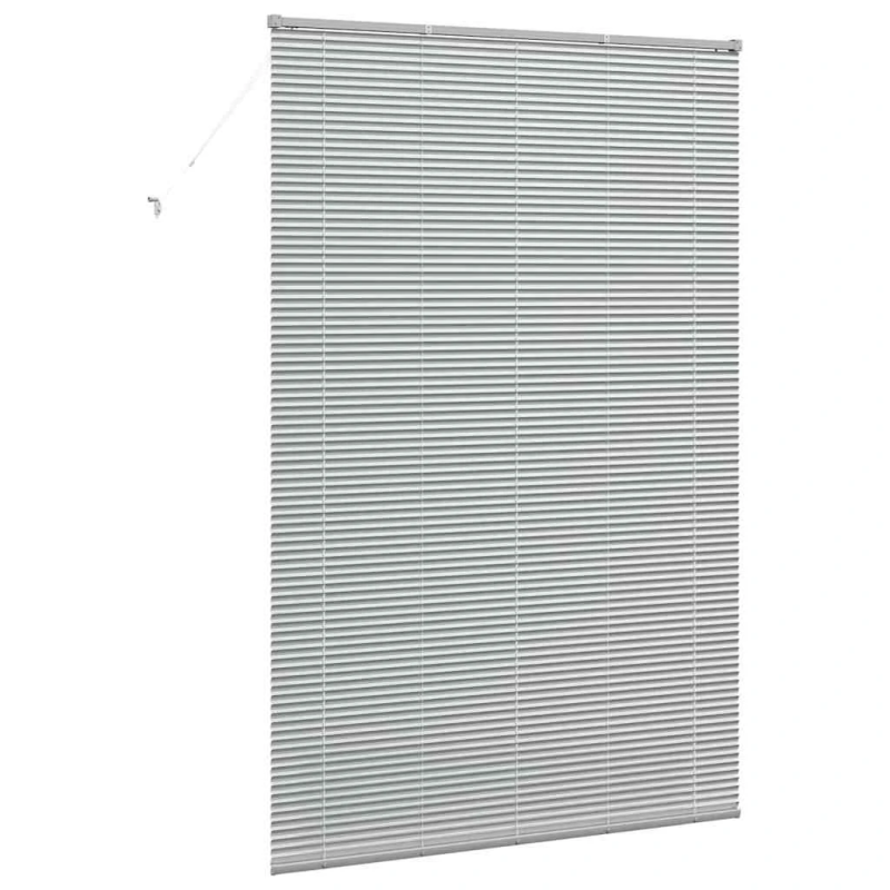 vidaXL Logu žalūzija ar aizkariem Sudraba Alumīnijs
