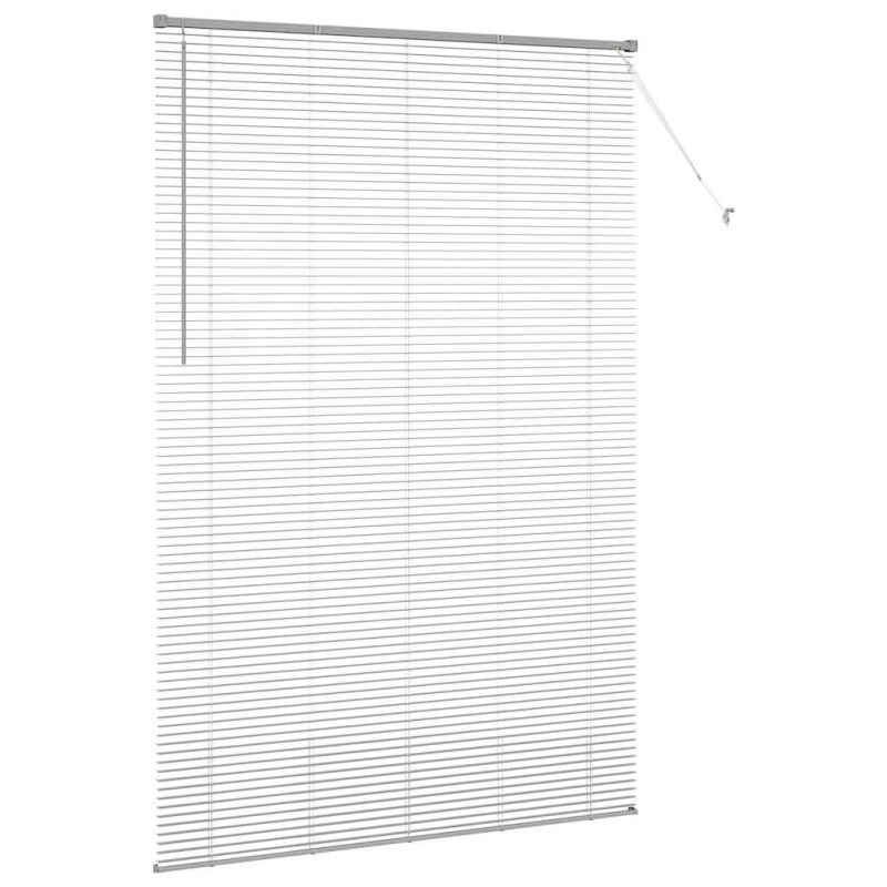 vidaXL Logu žalūzija ar aizkariem Sudraba Alumīnijs