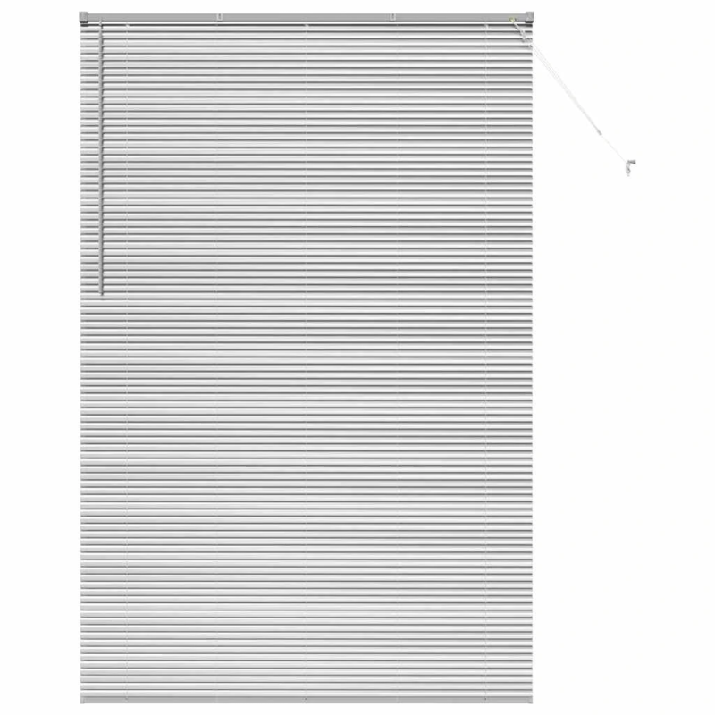vidaXL Logu žalūzija ar aizkariem Sudraba Alumīnijs