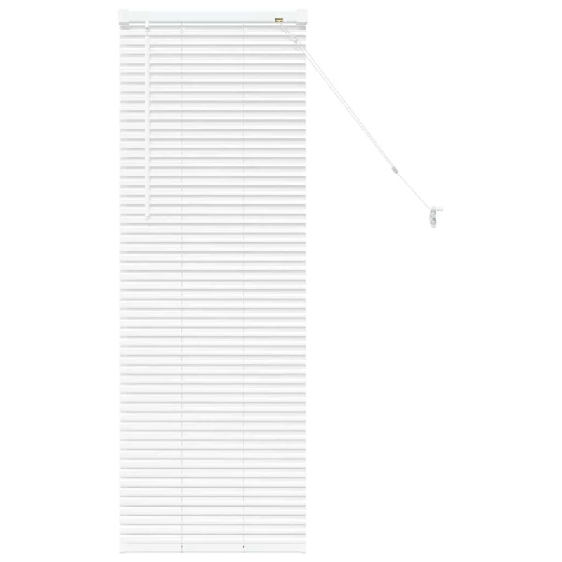 vidaXL Logu žalūzija ar aizkariem Balts Alumīnijs