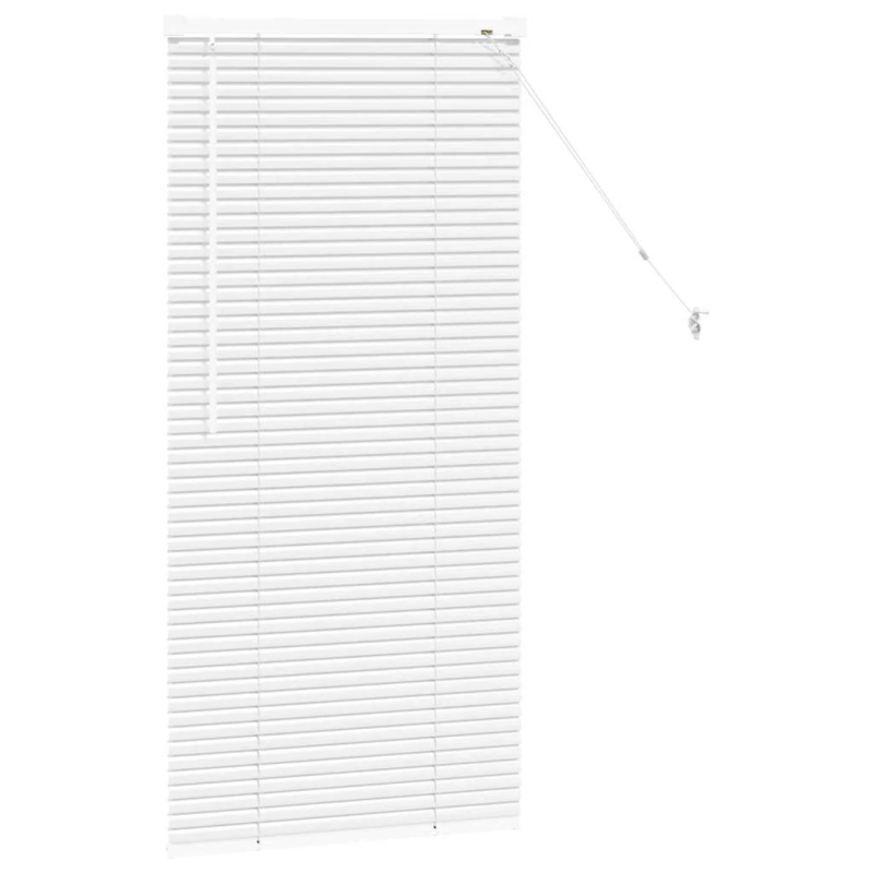 vidaXL Logu žalūzija ar aizkariem Balts Alumīnijs