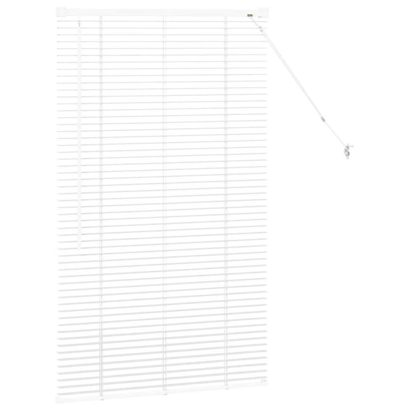 vidaXL Logu žalūzija ar aizkariem Balts Alumīnijs