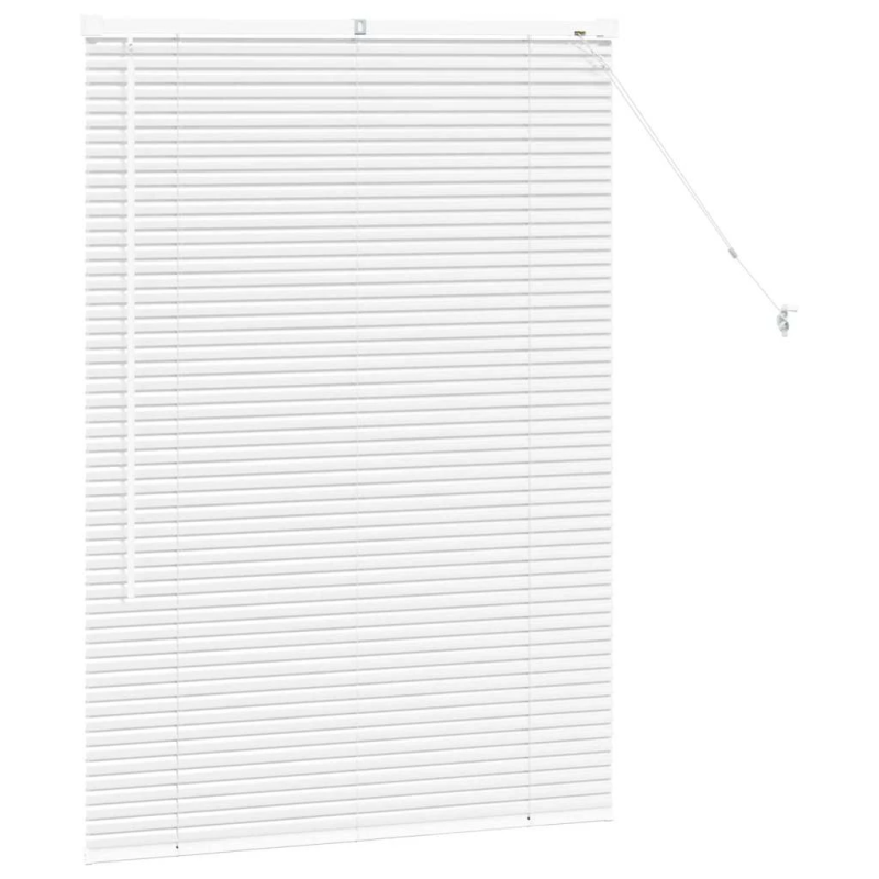 vidaXL Logu žalūzija ar aizkariem Balts Alumīnijs