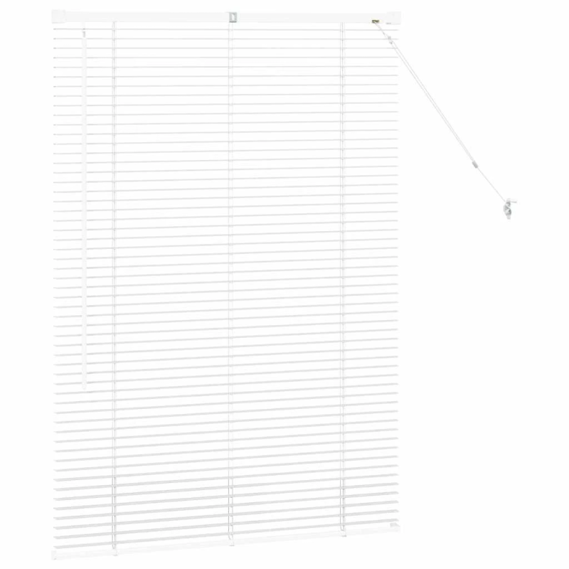 vidaXL Logu žalūzija ar aizkariem Balts Alumīnijs