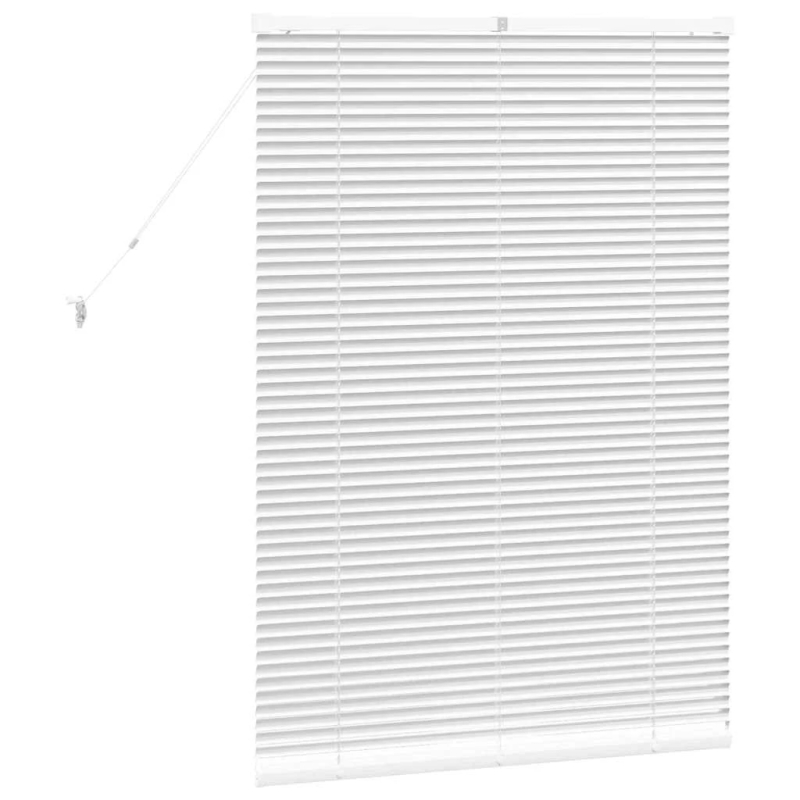 vidaXL Logu žalūzija ar aizkariem Balts Alumīnijs