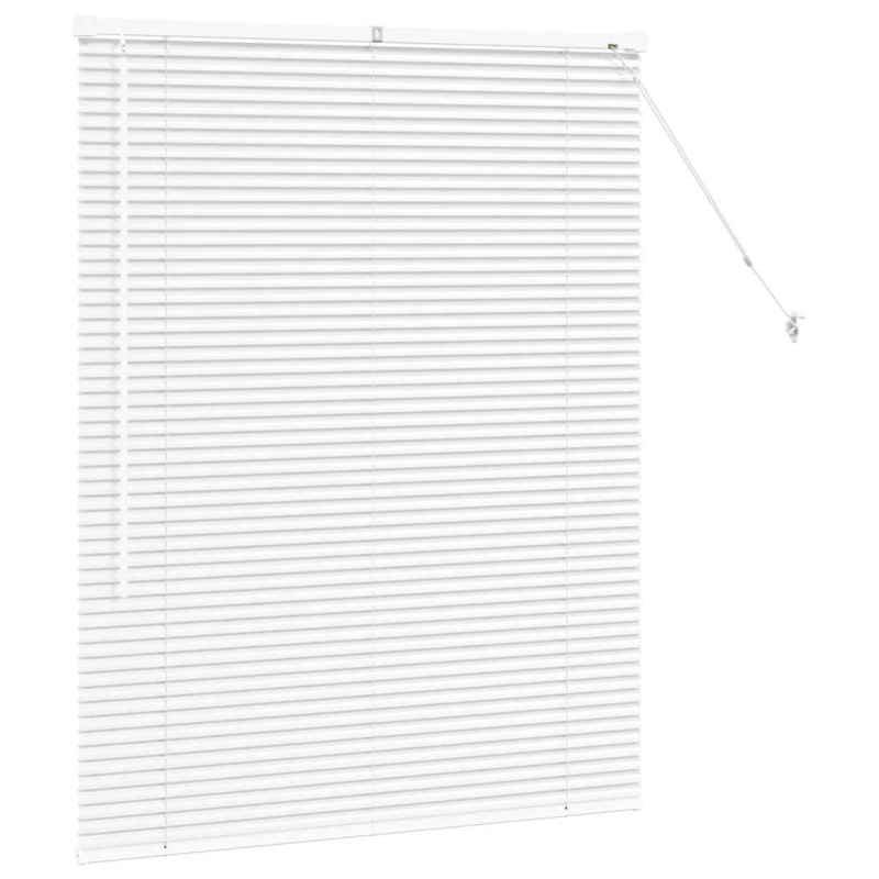 vidaXL Logu žalūzija ar aizkariem Balts Alumīnijs