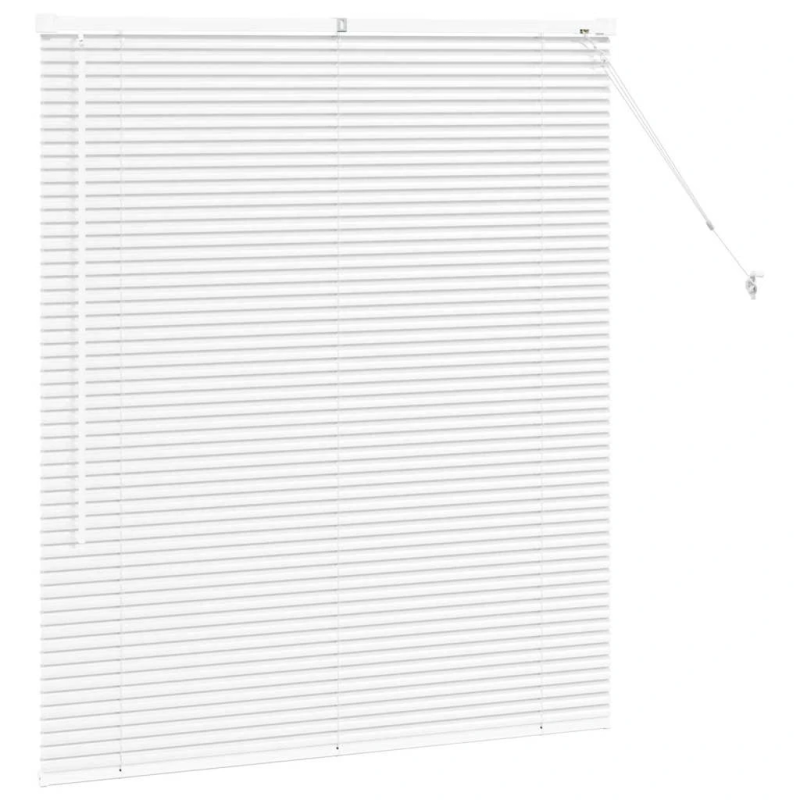 vidaXL Logu žalūzija ar aizkariem Balts Alumīnijs