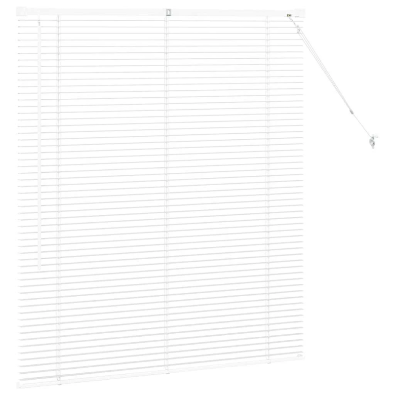vidaXL Logu žalūzija ar aizkariem Balts Alumīnijs