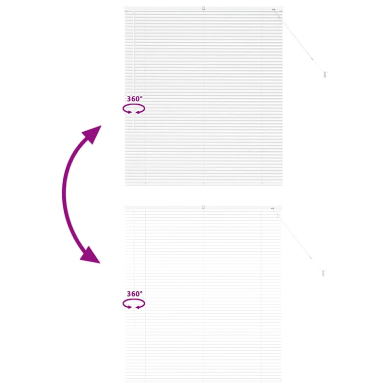 vidaXL Logu žalūzija ar aizkariem Balts Alumīnijs