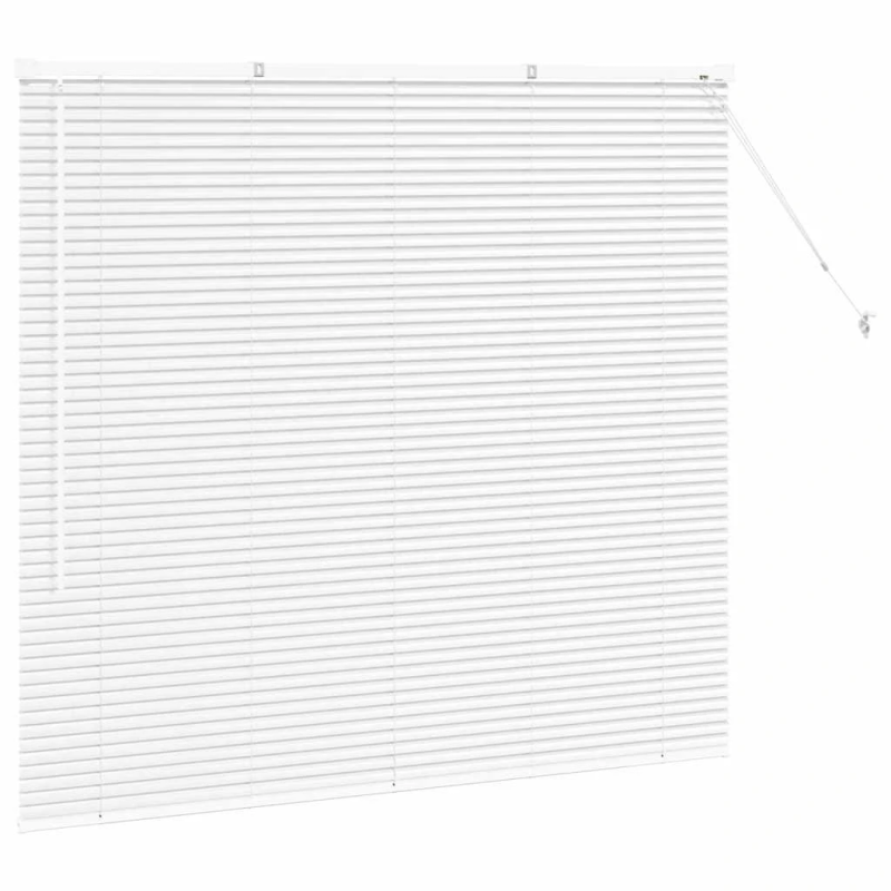 vidaXL Logu žalūzija ar aizkariem Balts Alumīnijs