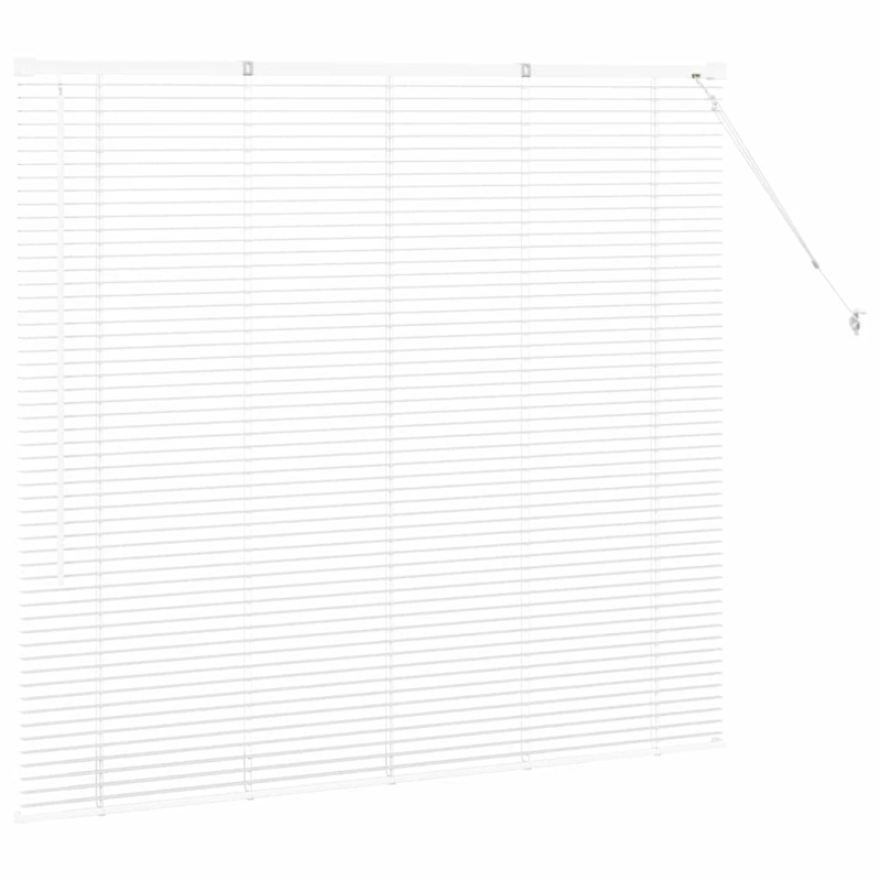 vidaXL Logu žalūzija ar aizkariem Balts Alumīnijs