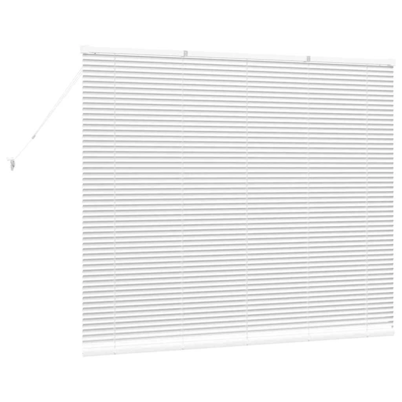 vidaXL Logu žalūzija ar aizkariem Balts Alumīnijs
