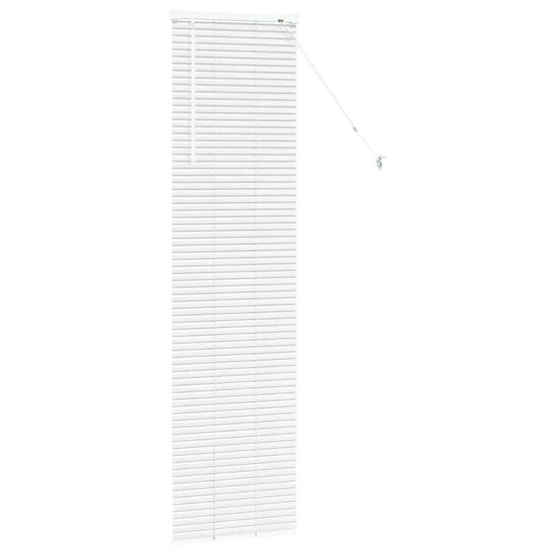 vidaXL Logu žalūzija ar aizkariem Balts Alumīnijs