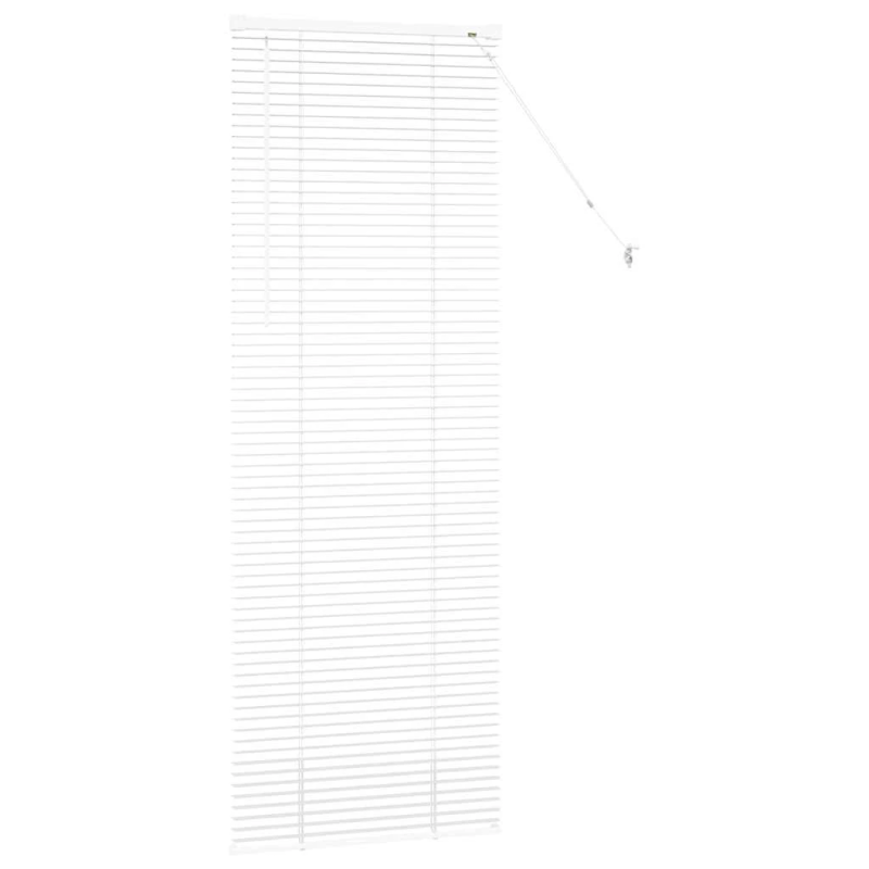 vidaXL Logu žalūzija ar aizkariem Balts Alumīnijs