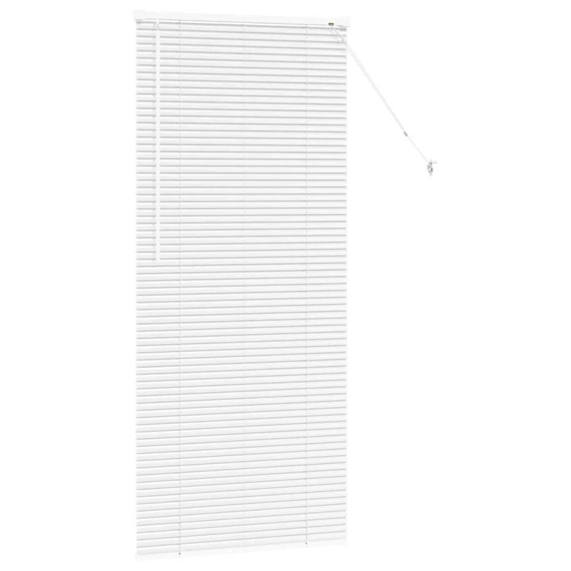 vidaXL Logu žalūzija ar aizkariem Balts Alumīnijs