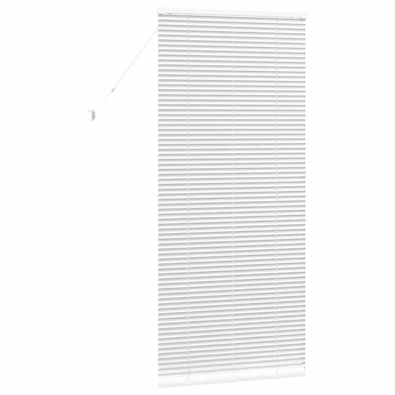 vidaXL Logu žalūzija ar aizkariem Balts Alumīnijs