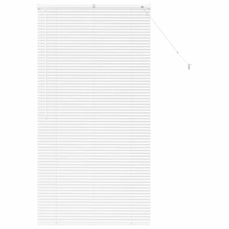 vidaXL Logu žalūzija ar aizkariem Balts Alumīnijs