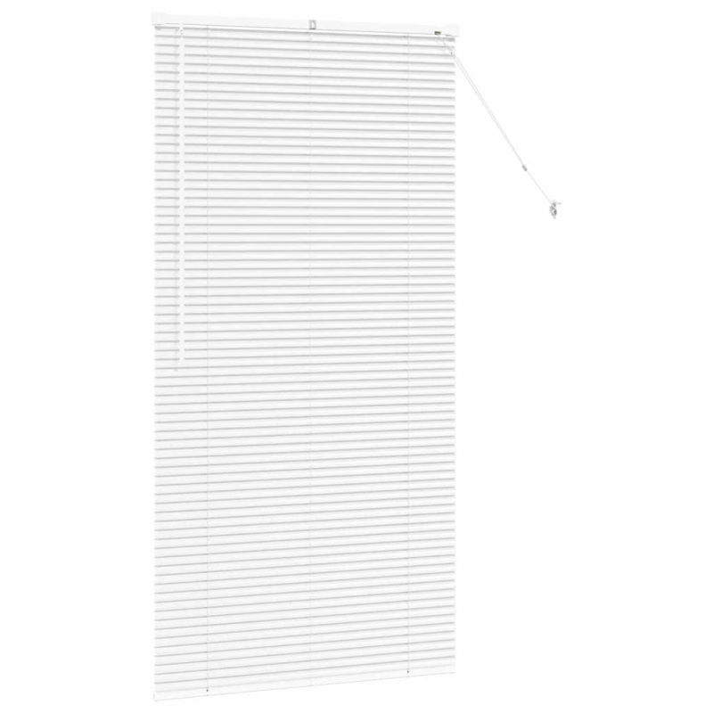 vidaXL Logu žalūzija ar aizkariem Balts Alumīnijs