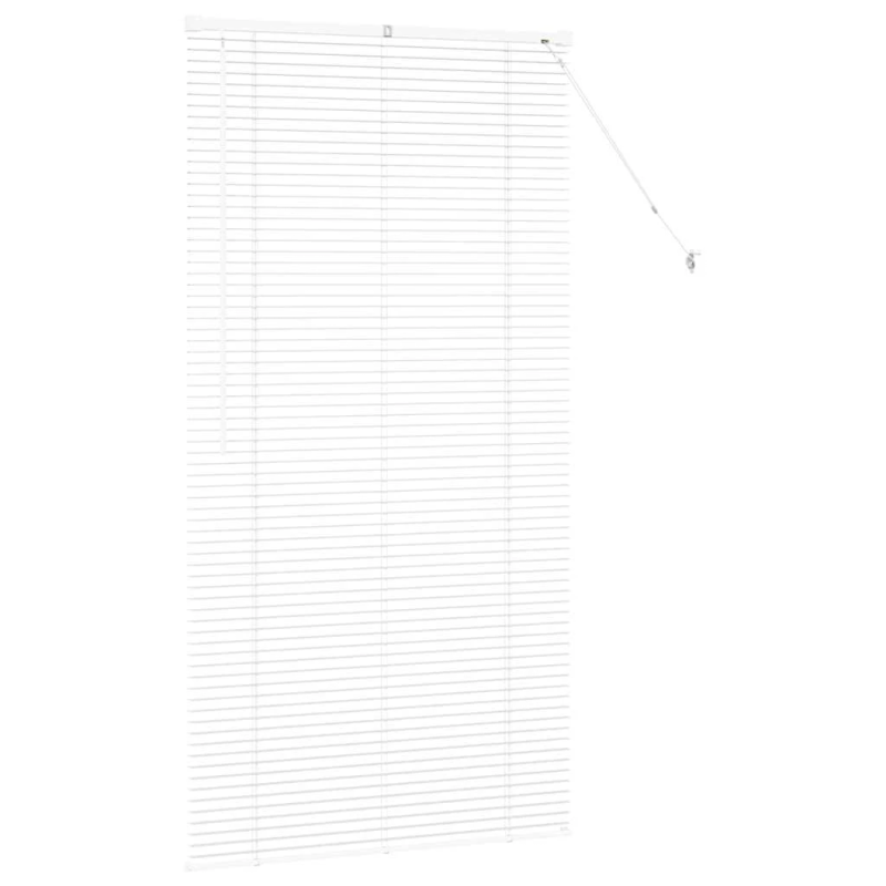 vidaXL Logu žalūzija ar aizkariem Balts Alumīnijs