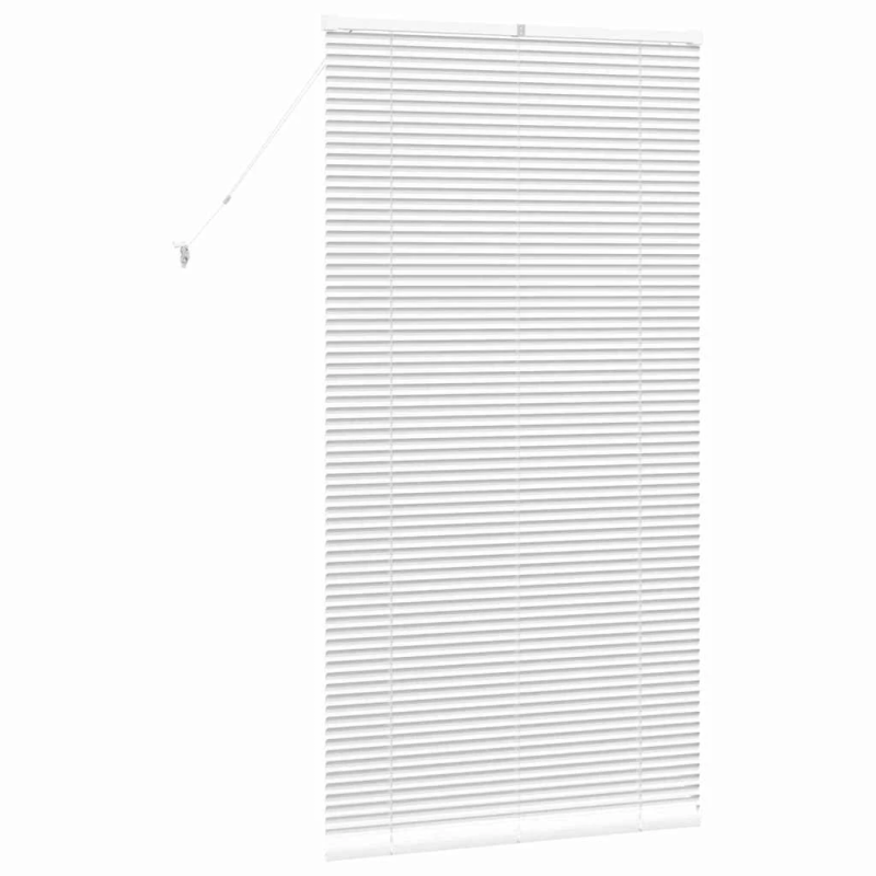 vidaXL Logu žalūzija ar aizkariem Balts Alumīnijs