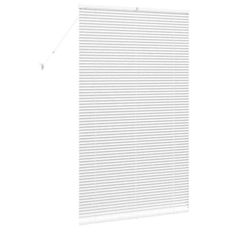 vidaXL Logu žalūzija ar aizkariem Balts Alumīnijs