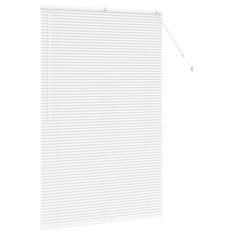 vidaXL Logu žalūzija ar aizkariem Balts Alumīnijs