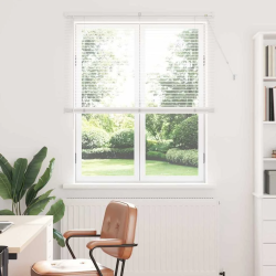 vidaXL Logu žalūzija ar aizkariem Balts Alumīnijs