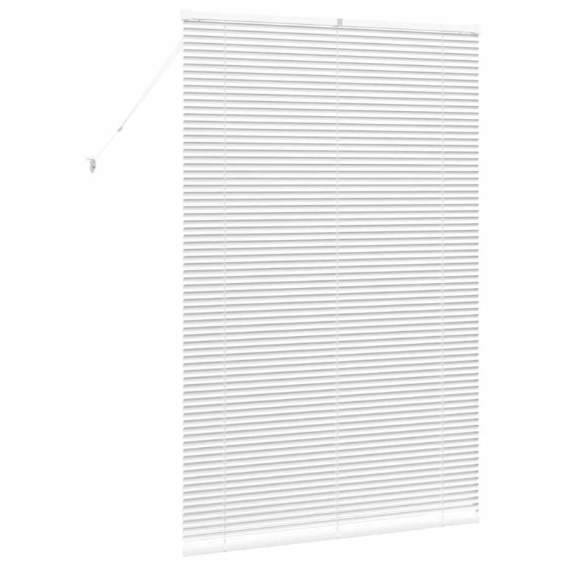 vidaXL Logu žalūzija ar aizkariem Balts Alumīnijs