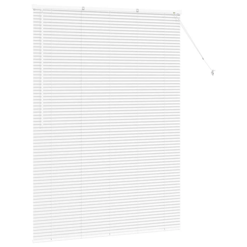 vidaXL Logu žalūzija ar aizkariem Balts Alumīnijs