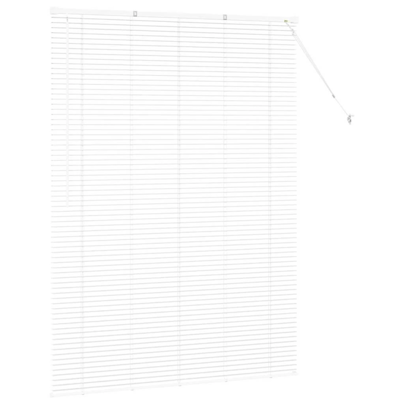 vidaXL Logu žalūzija ar aizkariem Balts Alumīnijs