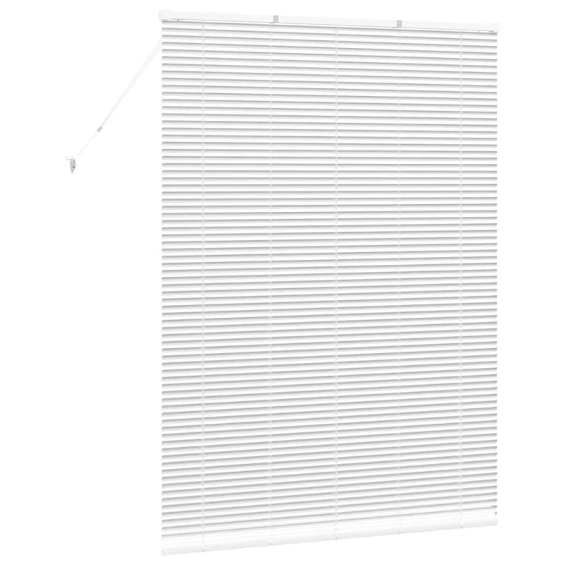 vidaXL Logu žalūzija ar aizkariem Balts Alumīnijs