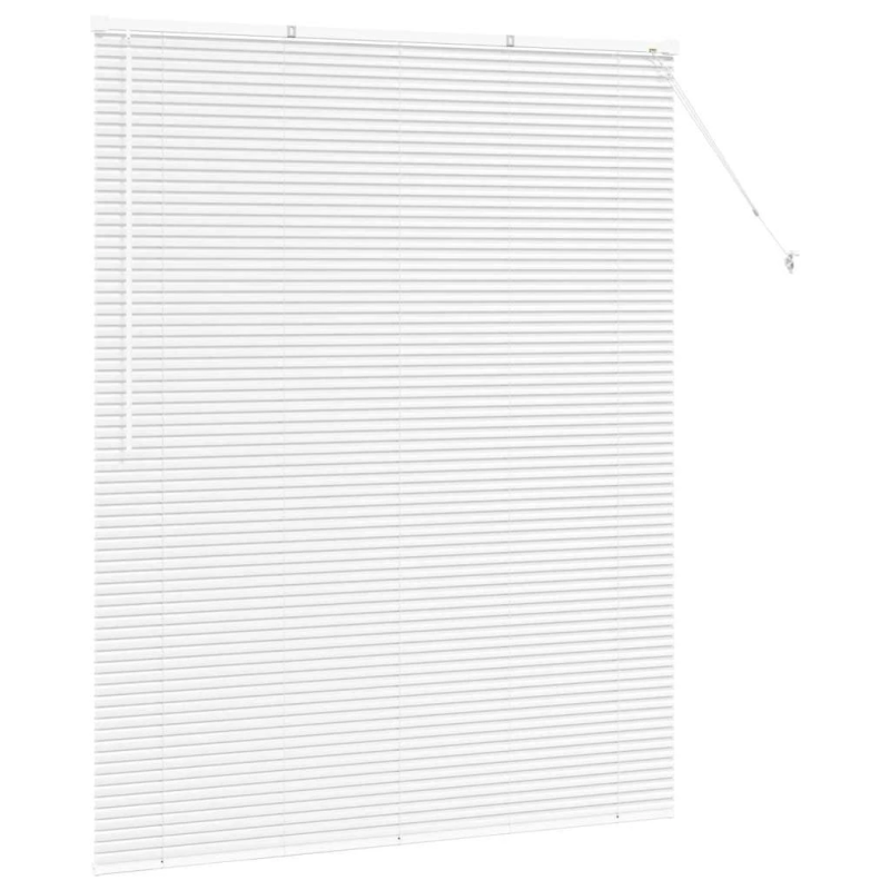 vidaXL Logu žalūzija ar aizkariem Balts Alumīnijs