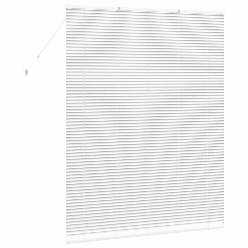 vidaXL Logu žalūzija ar aizkariem Balts Alumīnijs