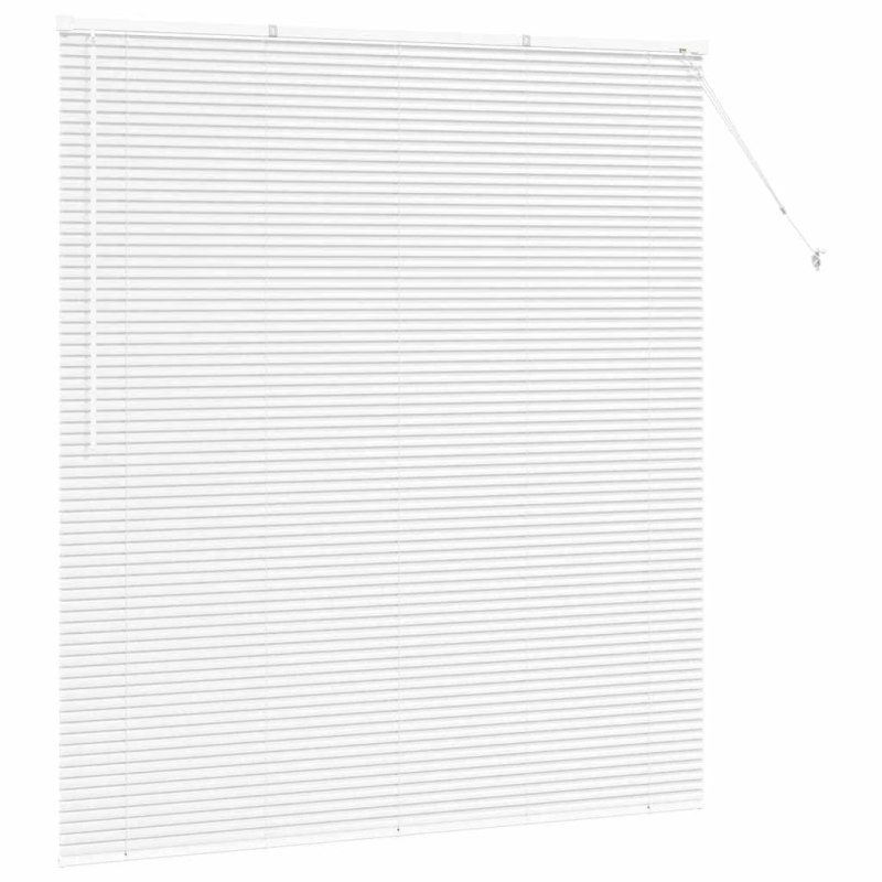 vidaXL Logu žalūzija ar aizkariem Balts Alumīnijs