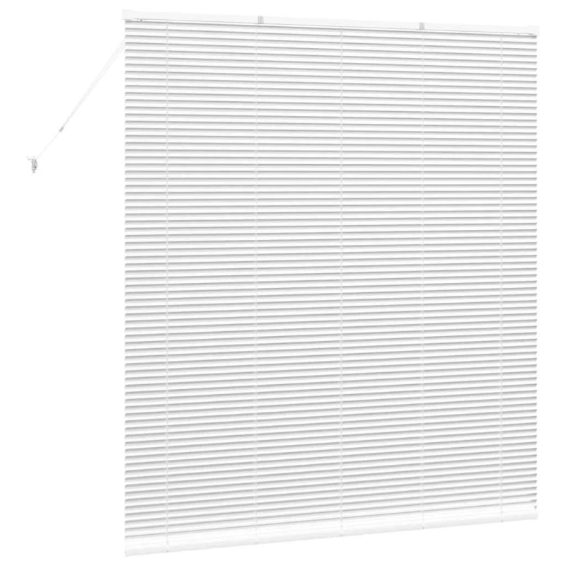 vidaXL Logu žalūzija ar aizkariem Balts Alumīnijs