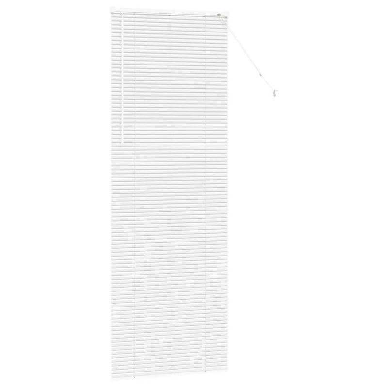 vidaXL Logu žalūzija ar aizkariem Balts Alumīnijs