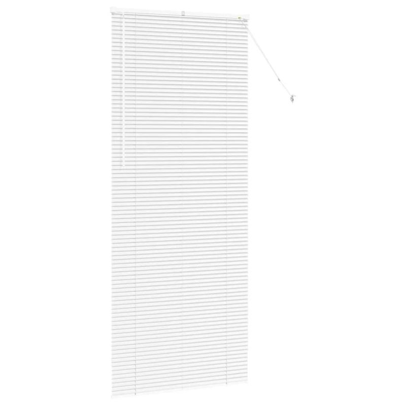 vidaXL Logu žalūzija ar aizkariem Balts Alumīnijs