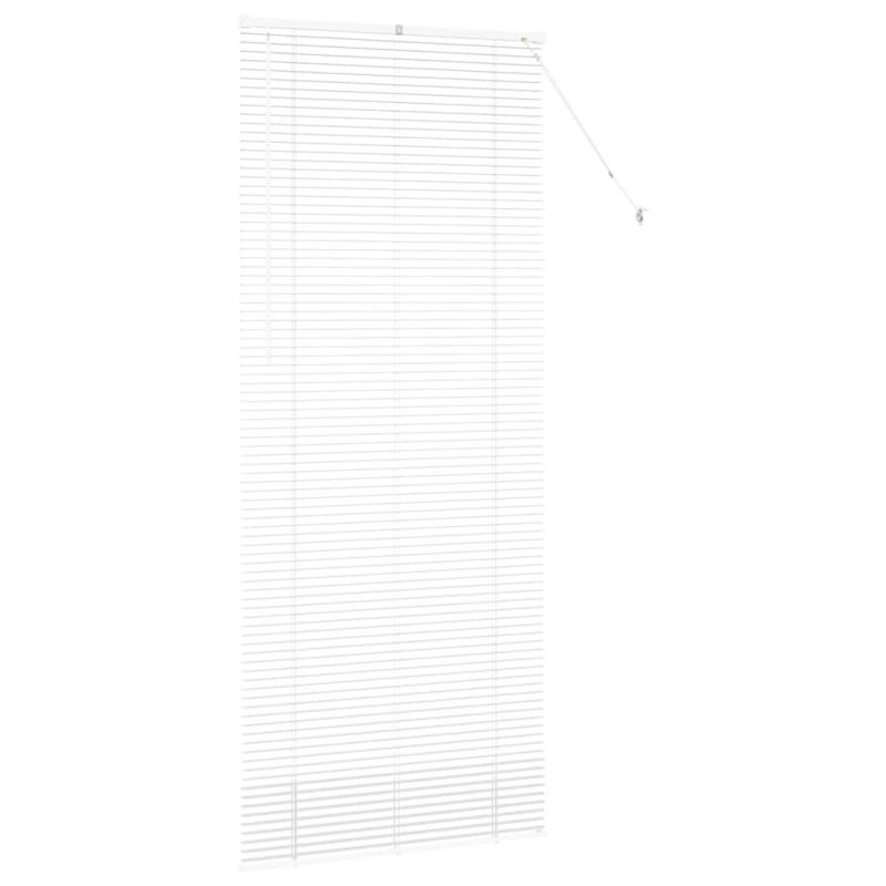 vidaXL Logu žalūzija ar aizkariem Balts Alumīnijs