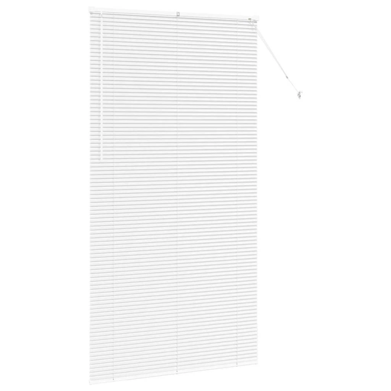 vidaXL Logu žalūzija ar aizkariem Balts Alumīnijs