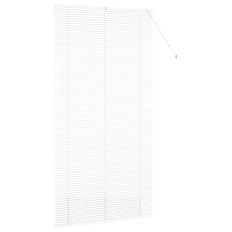 vidaXL Logu žalūzija ar aizkariem Balts Alumīnijs