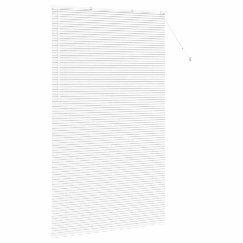 vidaXL Logu žalūzija ar aizkariem Balts Alumīnijs