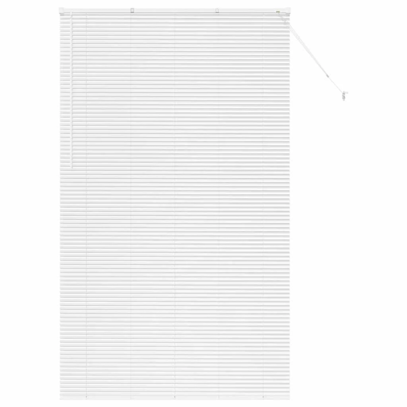vidaXL Logu žalūzija ar aizkariem Balts Alumīnijs